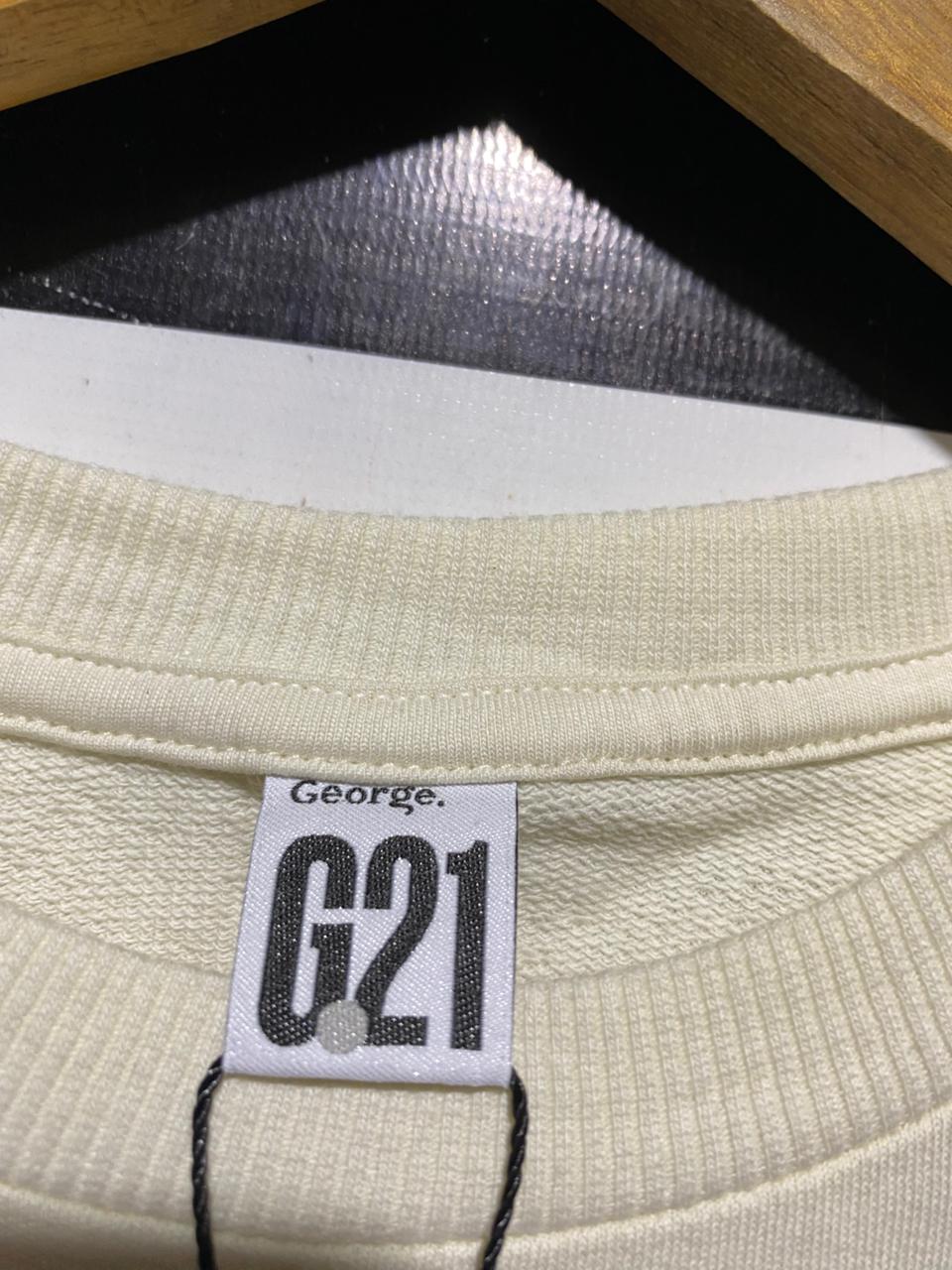 GEORGE |M| BUST 19| B43| CREAM NEW YORK NYC CROP SHORT SLEEVE T-SHIRT