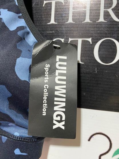 LULUWINGX |L| BUAT 19| B43| BLUE CAMO ZIP FRONT RACERBACK SPORTS BRA