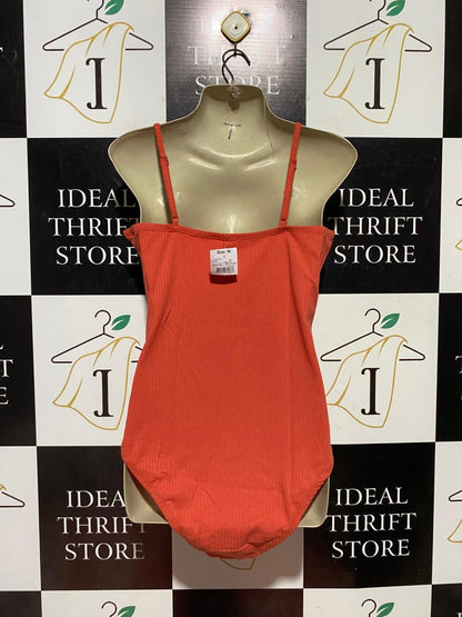 ANKO |M| BUST 16| B43| ORANGE TERRACOTTA RIBBED CAMI SLEEVELESS SNAP BUTTON BODYSUIT