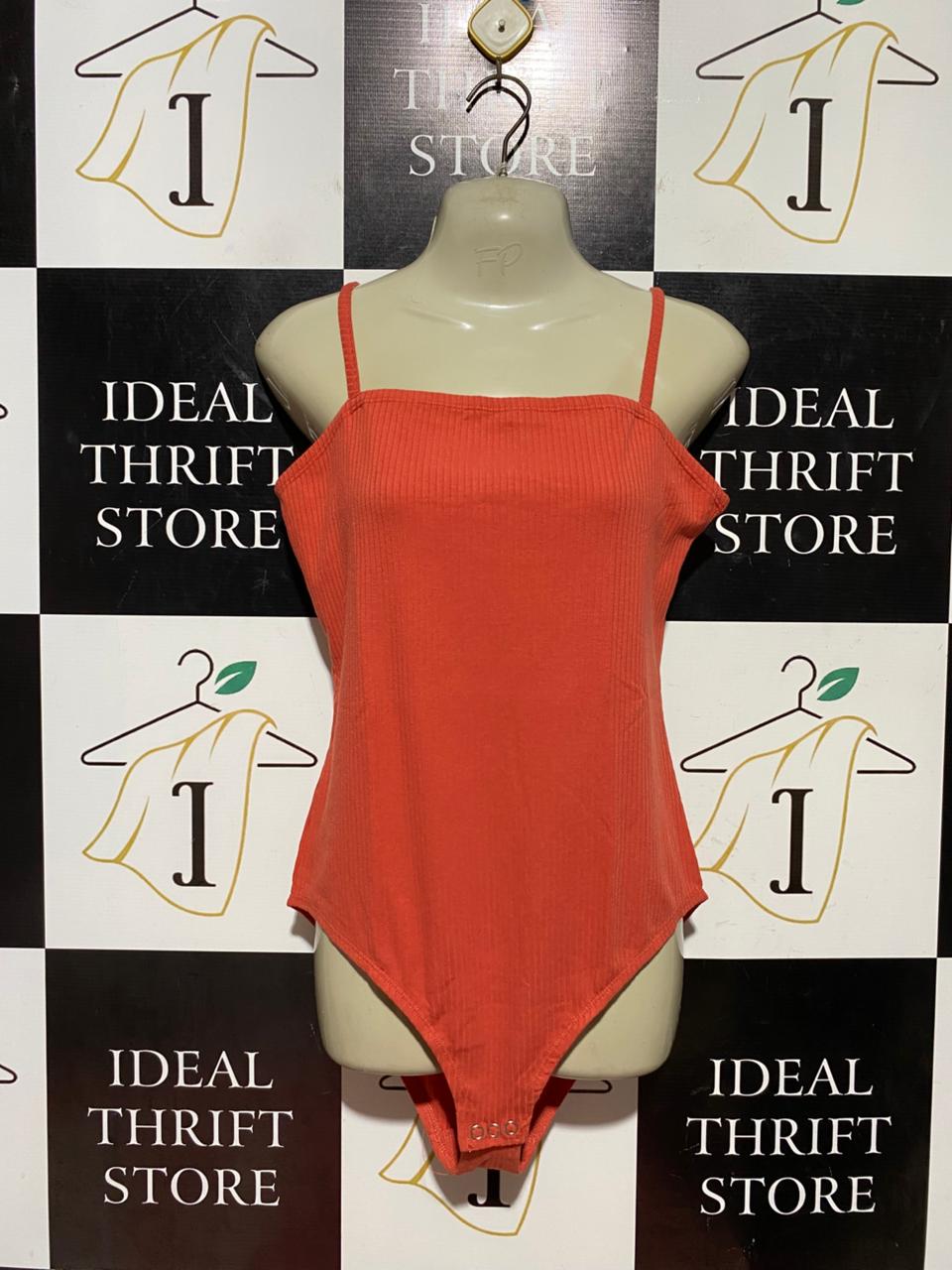 ANKO |M| BUST 16| B43| ORANGE TERRACOTTA RIBBED CAMI SLEEVELESS SNAP BUTTON BODYSUIT
