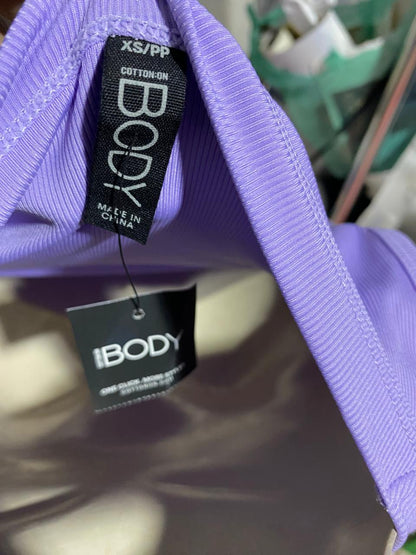 COTTON ON | XS| BUST 15| B43| LILAC PURPLE RIBBED SCOOP SQUARE NECK SLEEVELESS TANK TOP BASIC TEE