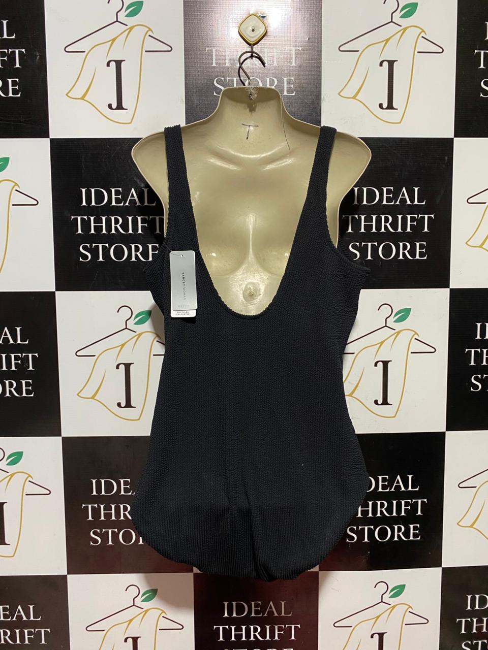 TARGET ACTIVE |M| BUST 18| B43| WOMAN RESORT BLACK CRINKLE TEXTURED ONE PIECE SWIMSUIT BATHING SUIT