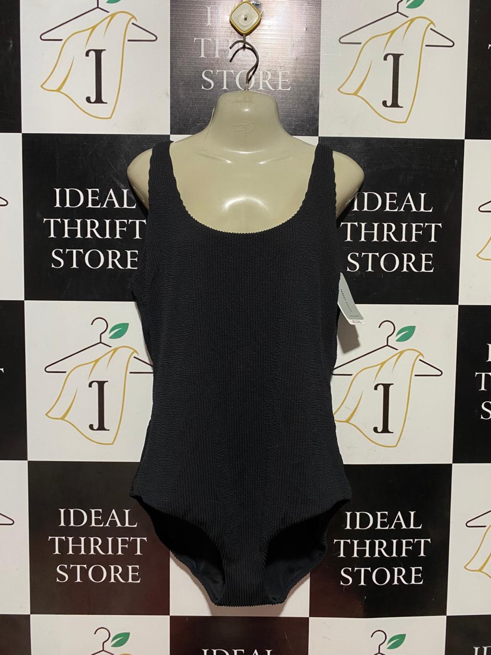 TARGET ACTIVE |M| BUST 18| B43| WOMAN RESORT BLACK CRINKLE TEXTURED ONE PIECE SWIMSUIT BATHING SUIT