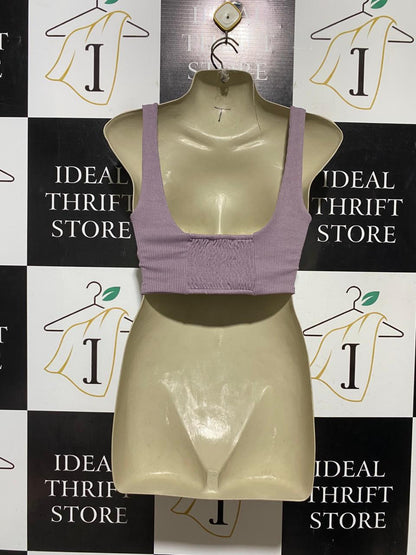 ZARA |M| BUST 13| B43| MAUVE LILAC RIBBED SWEETHEART BUSTIER CROP TANK TOP BRALETTE