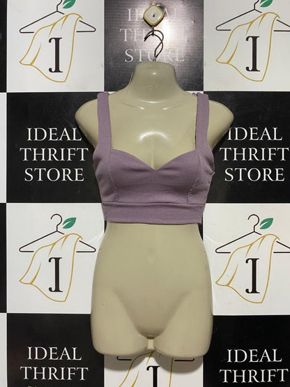 ZARA |M| BUST 13| B43| MAUVE LILAC RIBBED SWEETHEART BUSTIER CROP TANK TOP BRALETTE