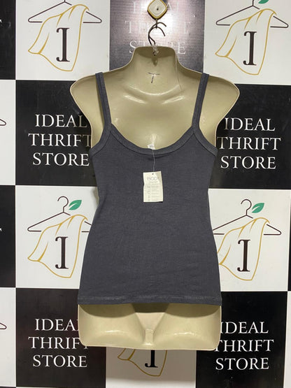 COTTON ON|  S| BUST 16| B43| CHARCOAL GREY RIBBED SCOOP NECK CAMI TANK TOP BASICS TEE