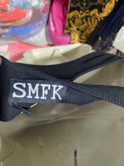 SMFK |S| BUST 15| B43| BLACK CUTOUT MIDRIFF FRONT TIE SPORTS BRA CROPPED TANK TOP BRALETTE