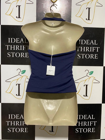 SUPRE |S| BUST 16| B43| NAVY BLUE V-NECK HALTER TANK TOP SLEEVELESS ACTIVEWEAR CASUAL SHIRT