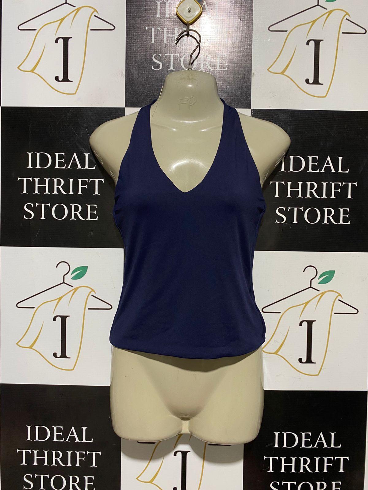 SUPRE |S| BUST 16| B43| NAVY BLUE V-NECK HALTER TANK TOP SLEEVELESS ACTIVEWEAR CASUAL SHIRT
