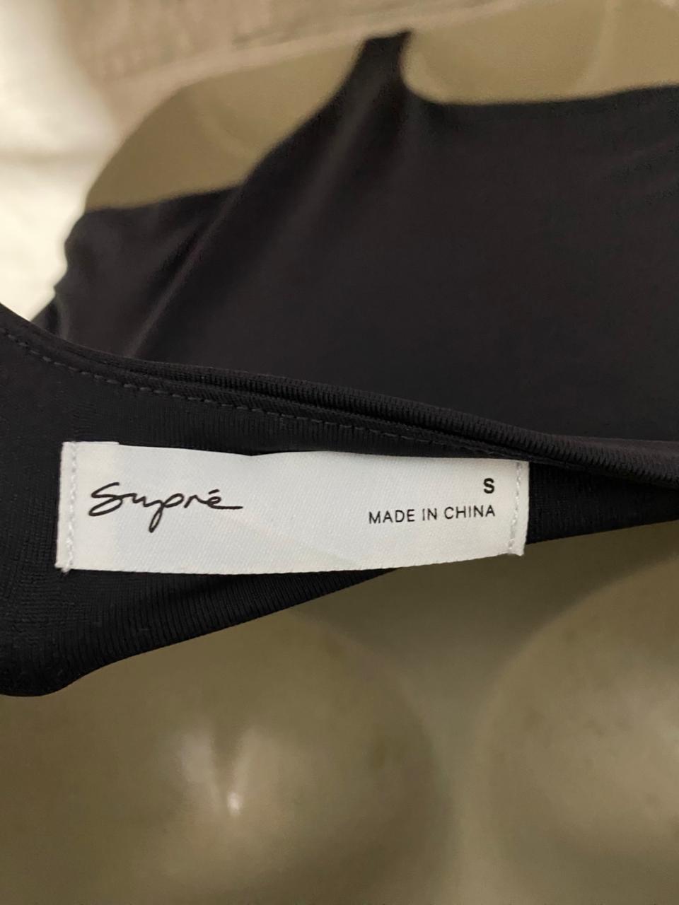 SUPRE |S| BUST 15| B43| BLACK SQUARE NECK LONG SLEEVE BODYSUIT HIGH CUT LEOTARD THONG STYLE TOP