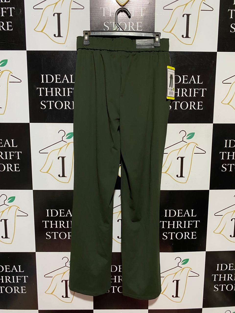 HILARY RADLEY |M| WAIST 28| B42| OLIVE GREEN WIDE LEG PANTS HIGH WAISTED DRAWSTRING LOUNGE TROUSERS