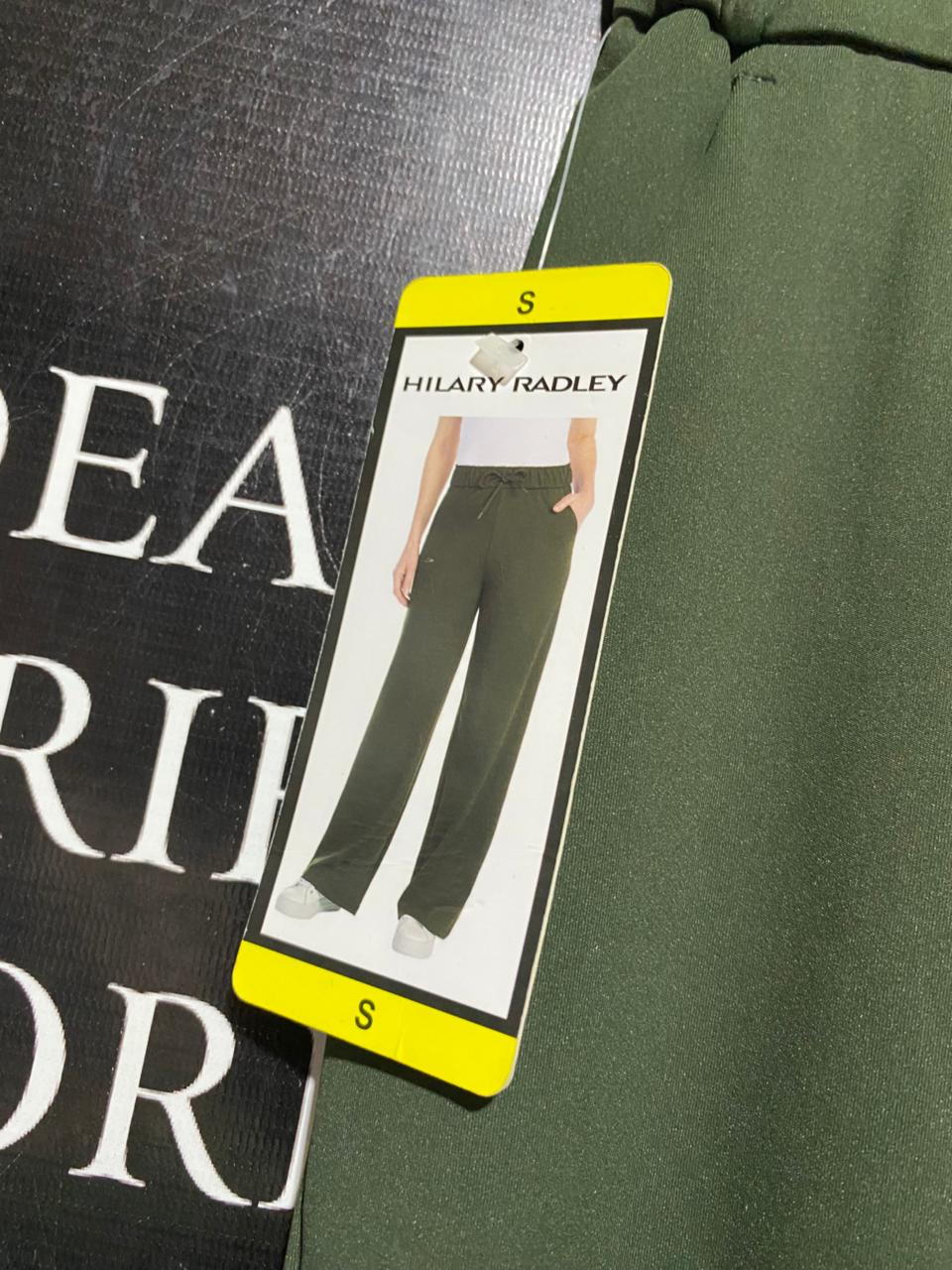 HILARY RADLEY |M| WAIST 28| B42| OLIVE GREEN WIDE LEG PANTS HIGH WAISTED DRAWSTRING LOUNGE TROUSERS