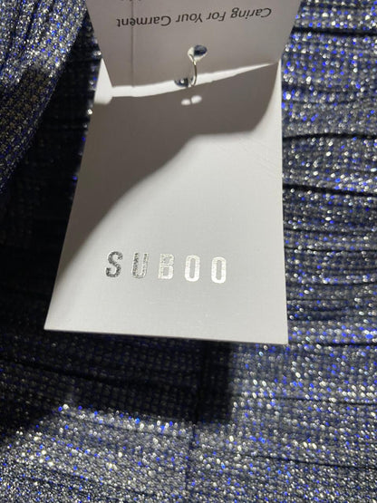 SUBOO |M| BUST 16| B42| METALLIC PURPLE GLITTER RUCHED MINI DRESS SQUARE NECK PUFF SLEEVE BODYCON