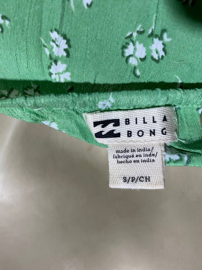 BILLA BONG |S| B42| GREEN FLORAL PRINT TWO PIECE SET CAMI CROP TOP WIDE LEG PANTS SUMMER MATCHING CO-ORD