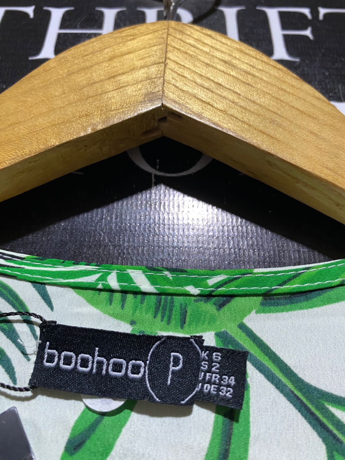 BOOHOO |S| B42| GREEN TROPICAL LEAF PRINT TWO PIECE SET LONG KIMONO CARDIGAN WIDE LEG PANTS CO-ORD