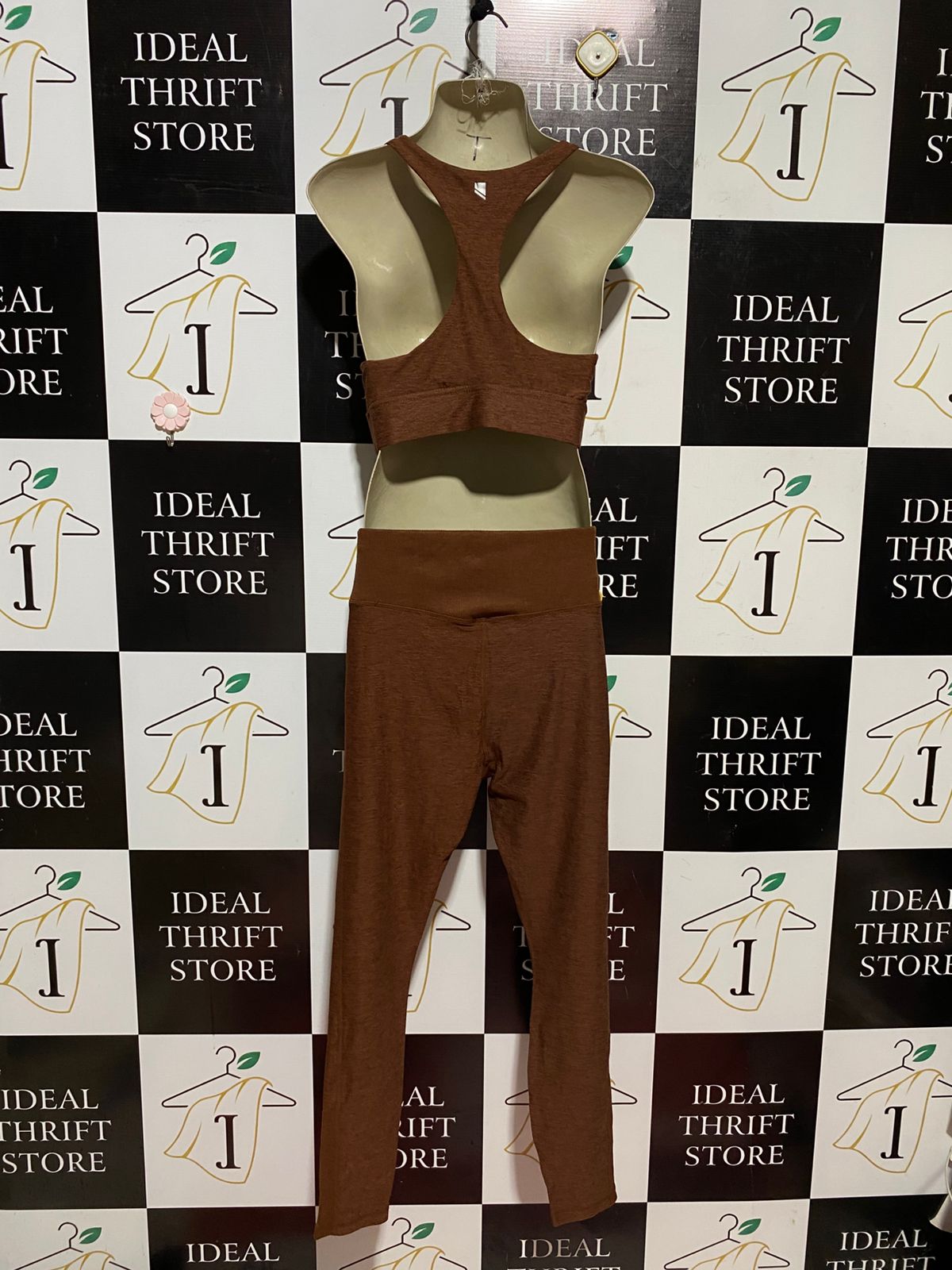 GEORGE |M| B42| BROWN HEATHERED TWO PIECE ATHLETIC SET SPORTS BRA HIGH WAISTED LEGGINGS