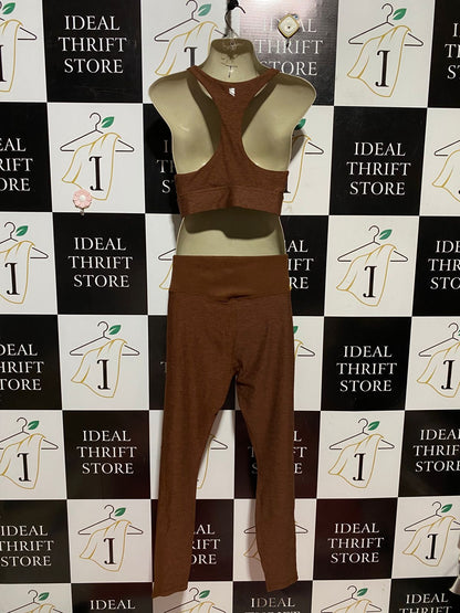 GEORGE |M| B42| BROWN HEATHERED TWO PIECE ATHLETIC SET SPORTS BRA HIGH WAISTED LEGGINGS