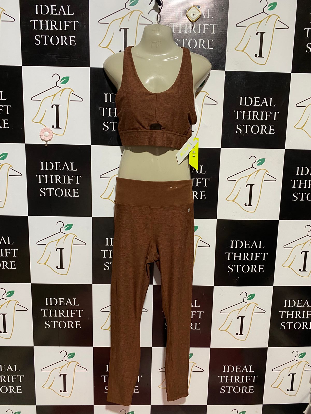 GEORGE |M| B42| BROWN HEATHERED TWO PIECE ATHLETIC SET SPORTS BRA HIGH WAISTED LEGGINGS