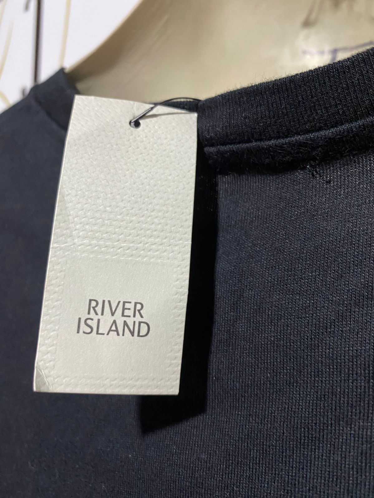RIVER ISLAND |M| BUST 18| B42| BLACK MORE L'AMOUR GRAPHIC TEE POLKA DOT RUFFLED MESH SLEEVE T-SHIRT