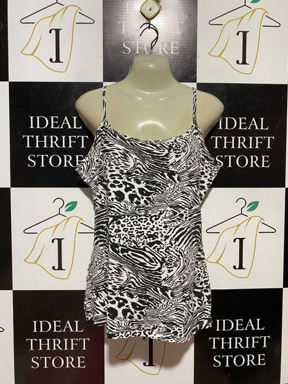 PEP & CO |L| BUST 19| B42| BLACK AND WHITE LEOPARD ZEBRA MIXED ANIMAL PRINT CAMISOLE TANK TOP