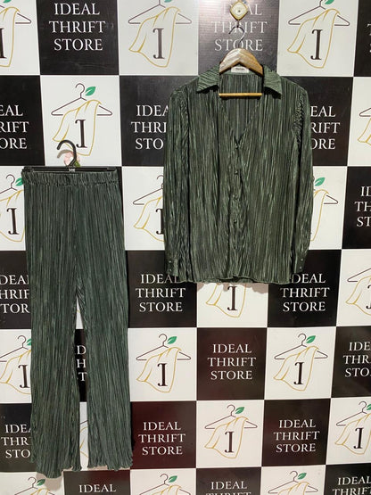 SHOW PO |XS| B42| BUTTON-DOWN LONG SLEEVE SHIRT & WIDE-LEG PANTS CO-ORD