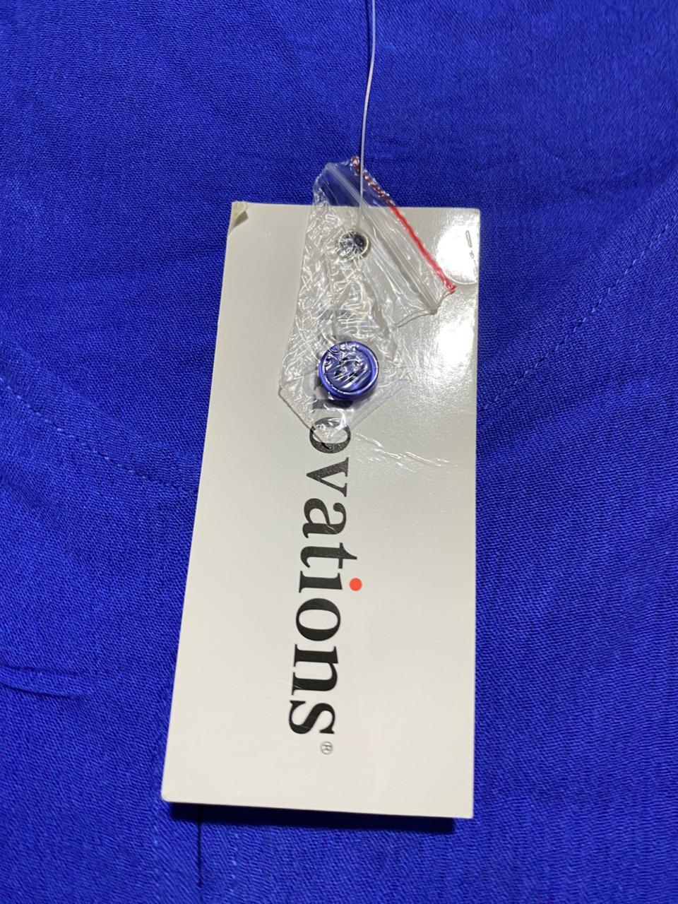 INNOVATIONS |M| B42| ROYAL BLUE TWO-PIECE MATCHING SET - BUTTON-FRONT BLOUSE & ELASTIC WAIST SHORT SKIRT CO-ORD