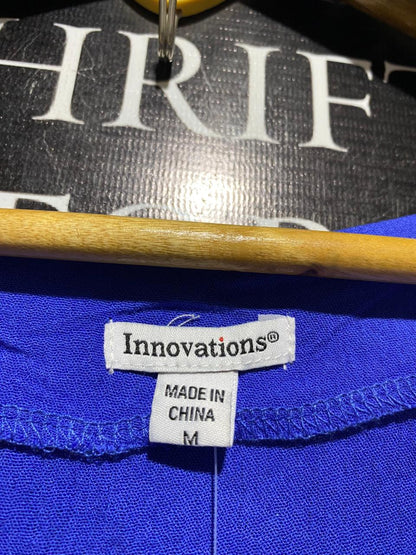 INNOVATIONS |M| B42| ROYAL BLUE TWO-PIECE MATCHING SET - BUTTON-FRONT BLOUSE & ELASTIC WAIST SHORT SKIRT CO-ORD