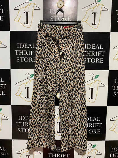 TIGERLILY |S| WAIST 26| B42| LEOPARD PRINT HIGH-WAISTED WIDE-LEG PANTS WITH TIE BELT