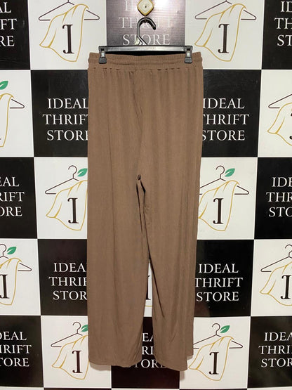 SHEIN |M| WAIST 28| B42| BROWN RIBBED WIDE-LEG LOUNGE PANTS