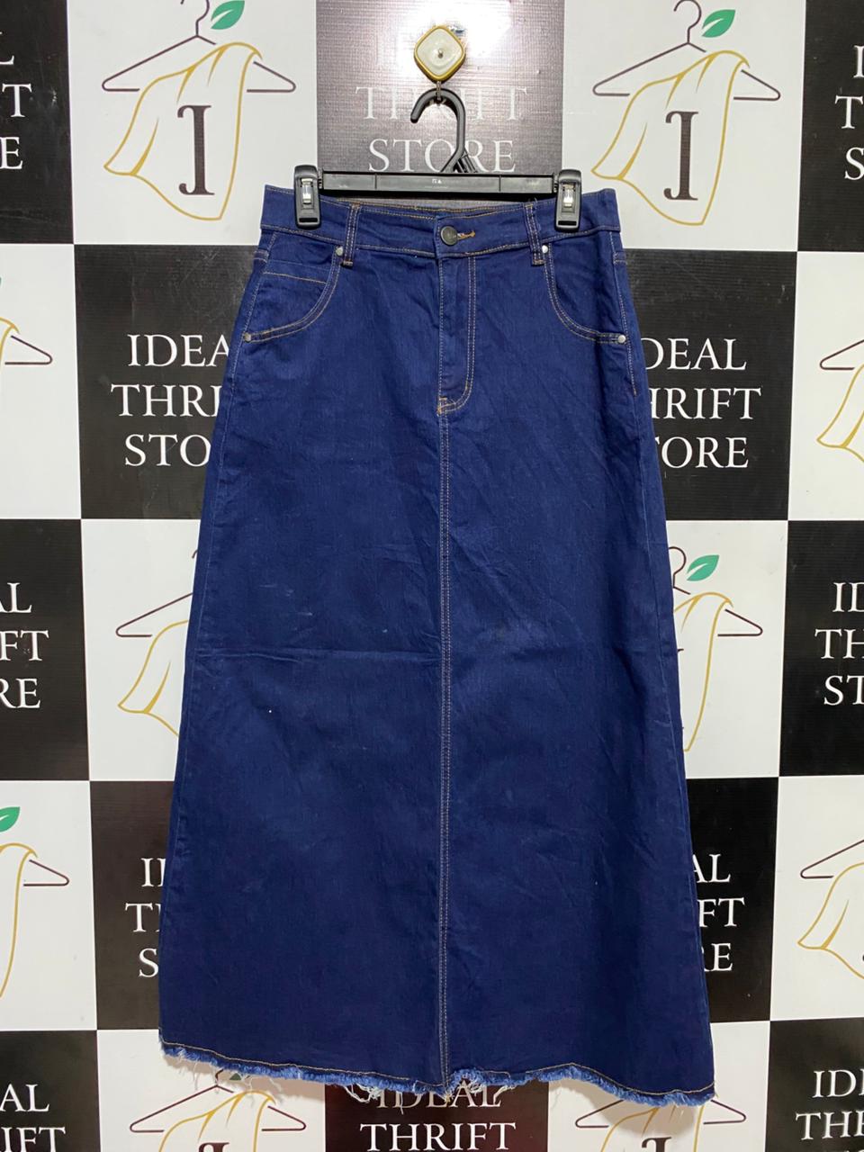 WAKEE |L| WAIST 29| B42| WOMEN'S DARK WASH DENIM MAXI SKIRT
