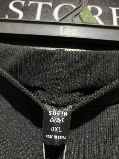 SHEIN |L| WAIST 30| B42| SOLID BLACK RIBBED LEGGINGS - HIGH-WAISTED SLIM FIT PANTS
