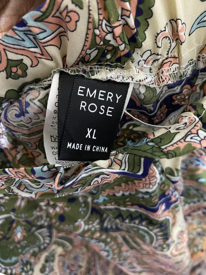 EMERY ROSE |XL| WAIST 32| B42| BOHO PAISLEY PRINT WIDE-LEG LOUNGE PANTS
