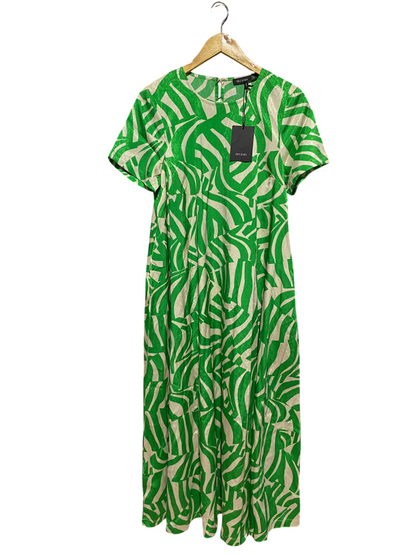DECJUBA |M| BUST 18| B43| GREEN METALLIC ABSTRACT MIDI MAXI DRESS SHORT SLEEVE A-LINE