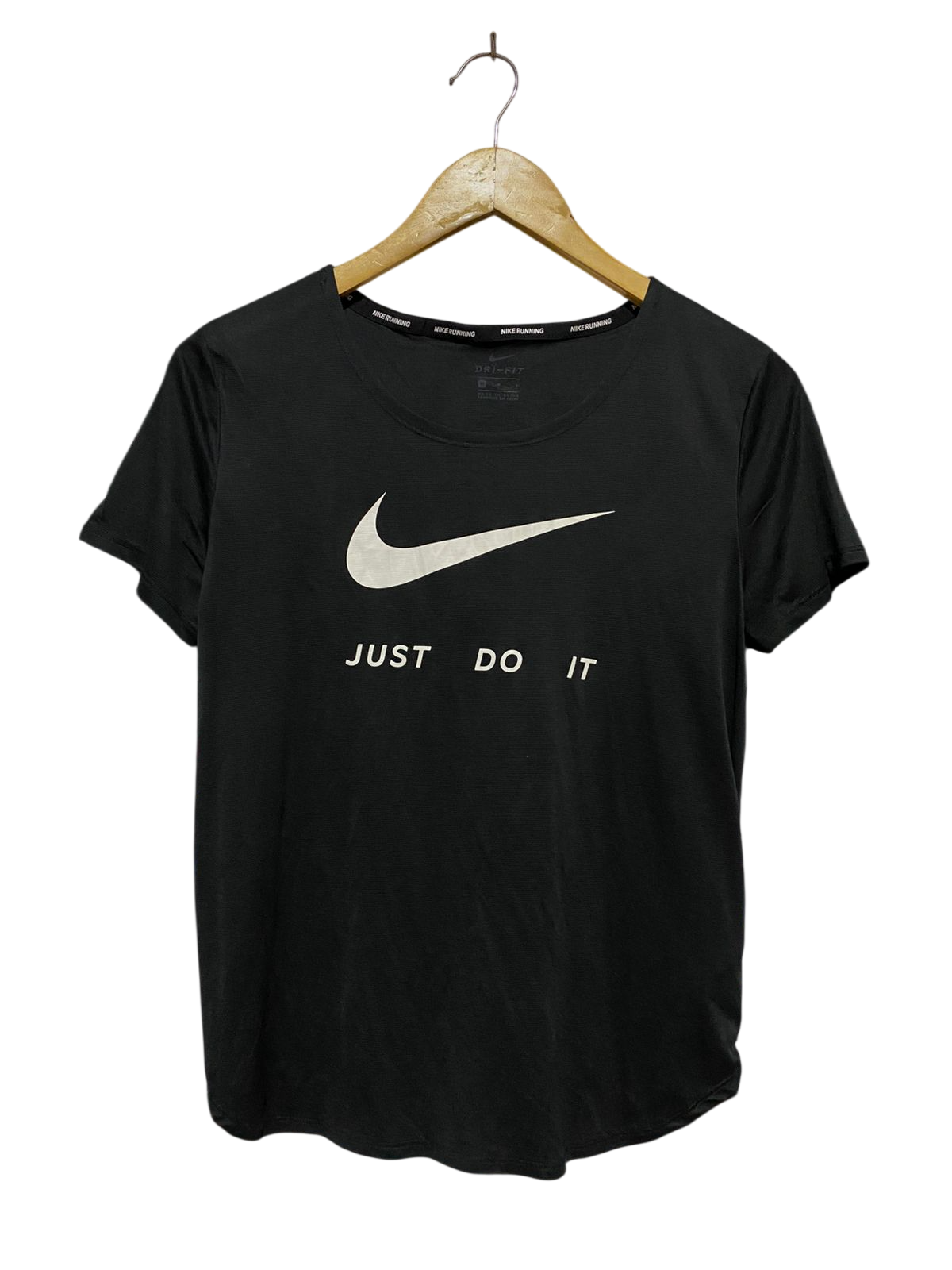 NIKE |M| BUST 18| B43| DRI-FIT RUNNING T-SHIRT BLACK JUST DO IT SWOOSH SHORT SLEEVE TEE