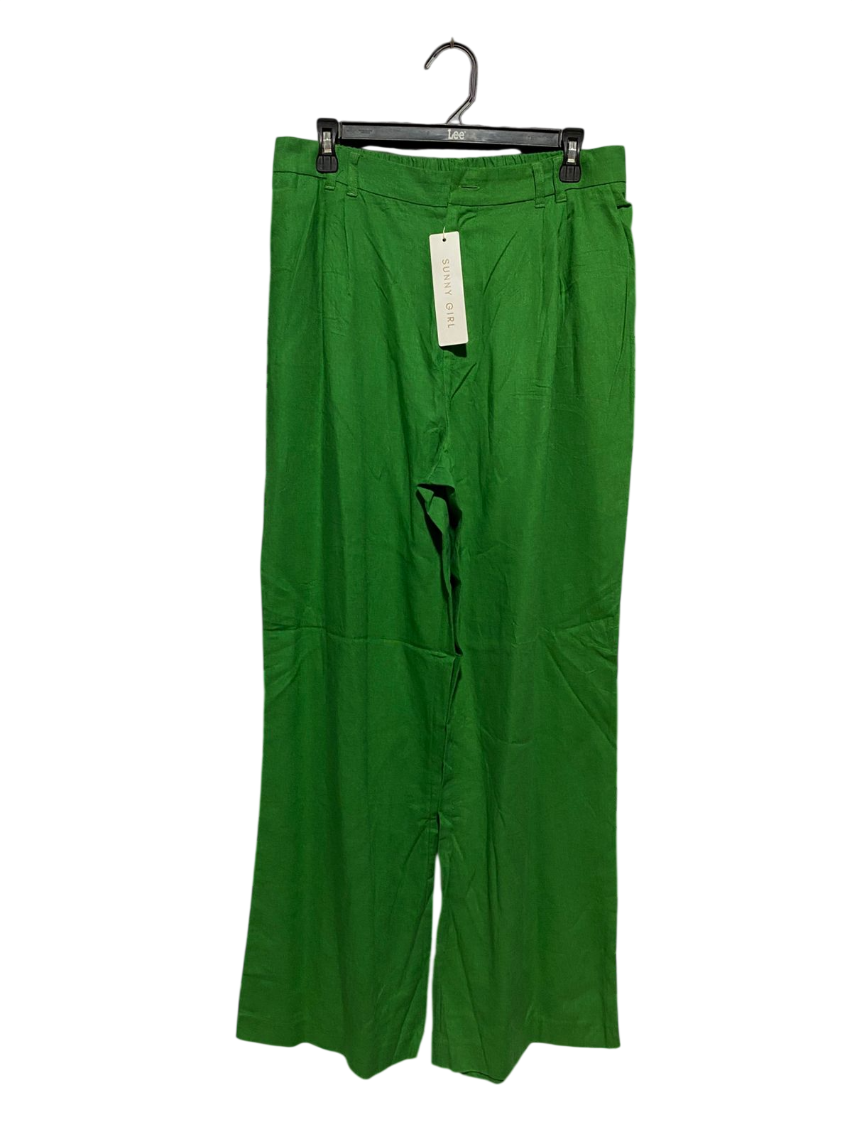 SUNNY GIRL |L| WAIST 32| B43| GREEN WIDE LEG TROUSERS CASUAL LINEN STYLE COMFORT PANTS