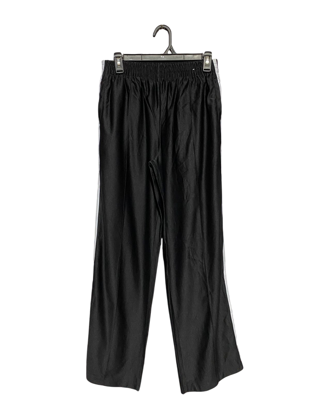JAY JAYS |M| WAIST 28| B43| TRACK PANTS BLACK WITH WHITE SIDE STRIPE ELASTIC WAIST WIDE LEG ATHLETIC CASUAL
