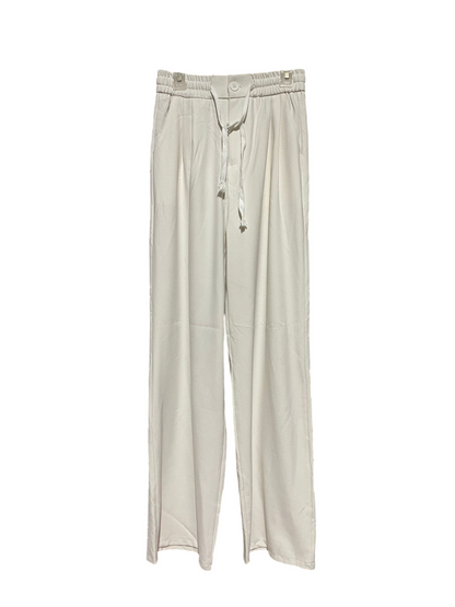 CHEN CHEN |XS| WAIST 23| B43| WIDE LEG DRAWSTRING TROUSERS CREAM OFF WHITE PALAZZO PANTS CASUAL TROUSERS