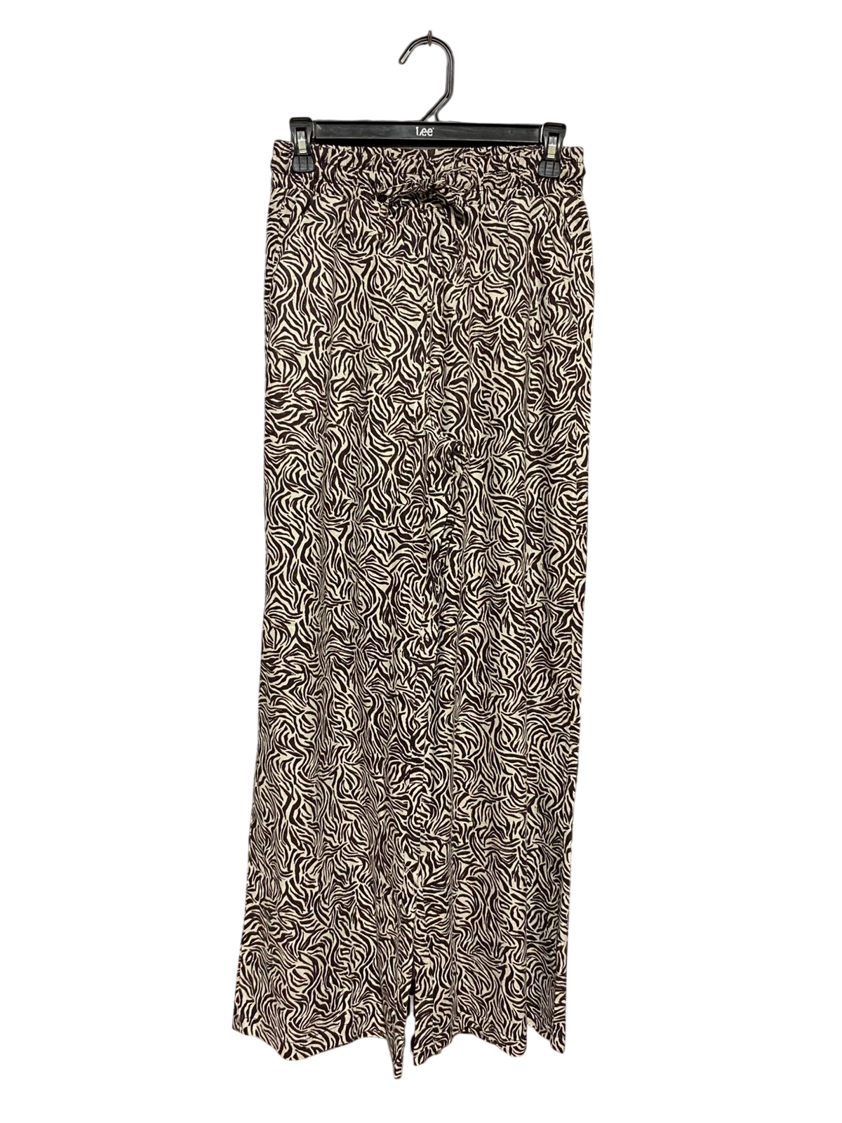 ANKO |S| WAIST 26| B43| CHIC BROWNS AND CREAM ZEBRA ANIMAL PRINT HIGH WAISTED WIDE LEG PANTS WITH DRAWSTRING WAIST