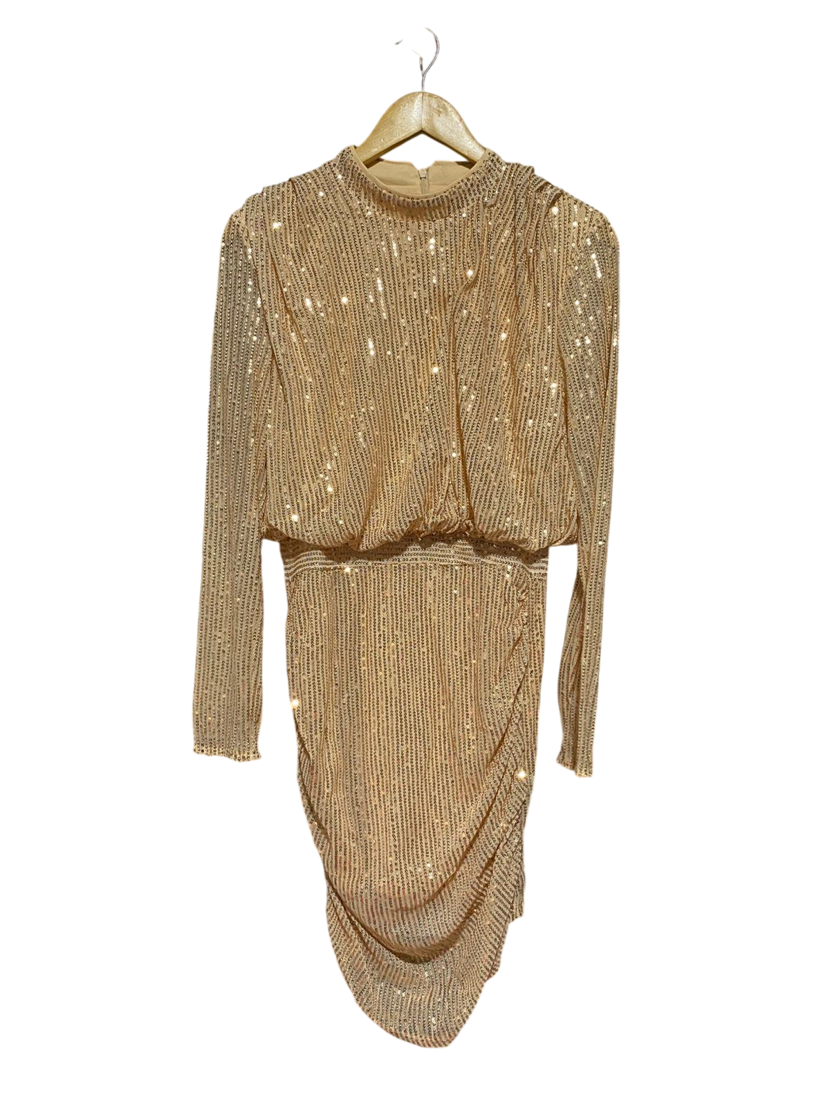 SHEIN |M| BUST 18| B43| STUNNING GOLD SEQUIN LONG SLEEVE MOCK NECK MINI DRESS COCKTAIL PARTY EVENING WEAR