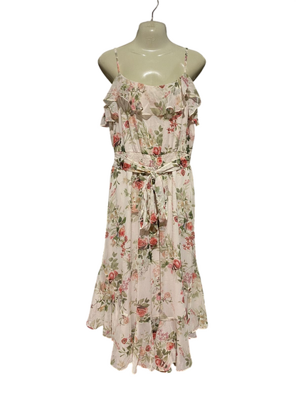 FOREVER NEW |M| BUST 18| B44| SPAGHETTI STRAP RUFFLE BUST SMOCKED WAIST TIE FRONT A-LINE DRESS