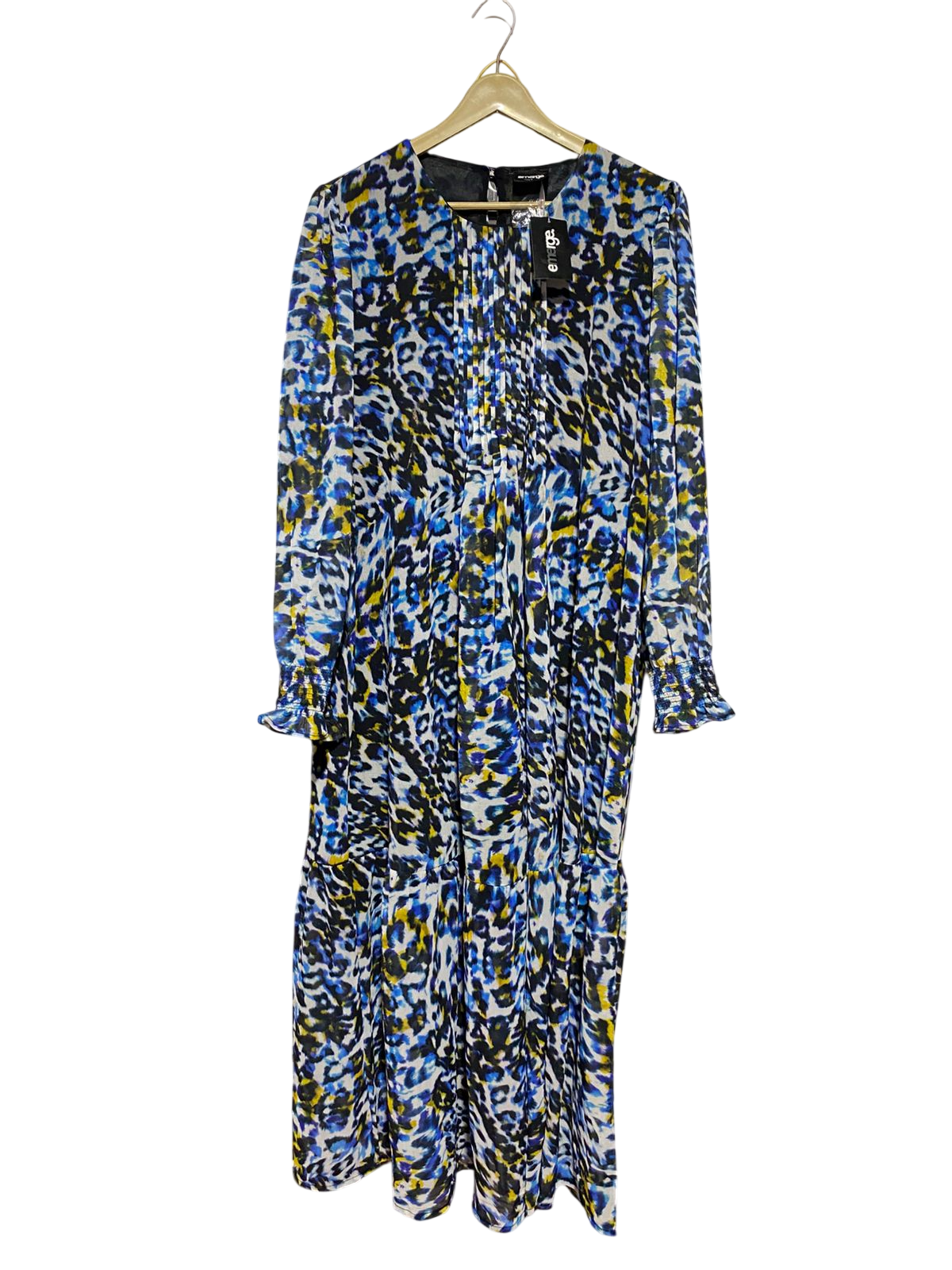 EMERGE |L| BUST 21| B44| EMERGE BLUE LEOPARD PRINT MIDI DRESS
