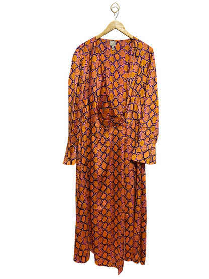 ASOS |XL| BUST 23| B44| ORANGE AND PURPLE SNAKESKIN MAXI DRESS