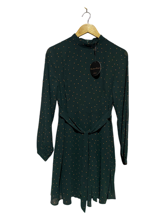 CAROLINE MORGAN |M| BUST 17| B44| LONG SLEEVE MOCK NECK TIE WAIST MINI DRESS WITH TAGS