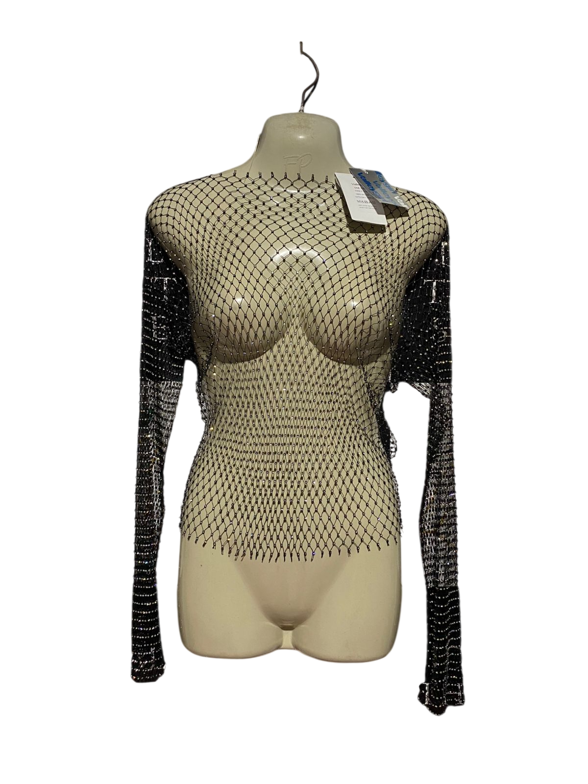 VALLEY GIRL |M| BUST 17| B44| BLACK GLITTER MESH SHEER FESTIVAL SHIRT