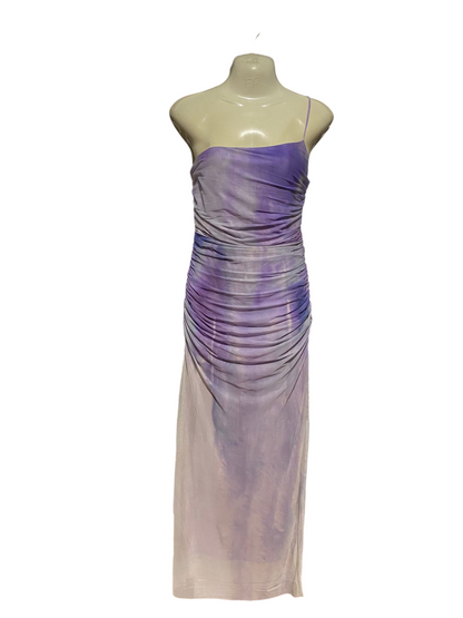 ZARA |M| BUST 14| B44| PURPLE TIE DYE RUCHED MESH MAXI DRESS