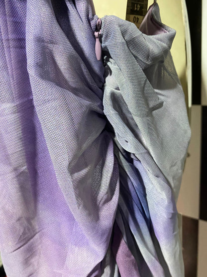 ZARA |M| BUST 14| B44| PURPLE TIE DYE RUCHED MESH MAXI DRESS