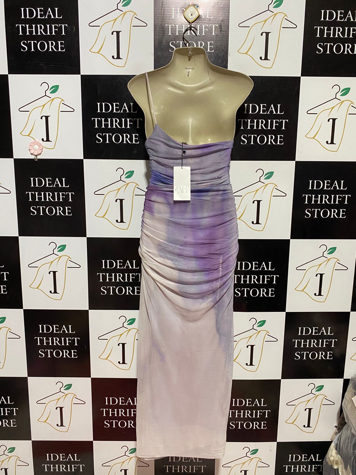 ZARA |M| BUST 14| B44| PURPLE TIE DYE RUCHED MESH MAXI DRESS