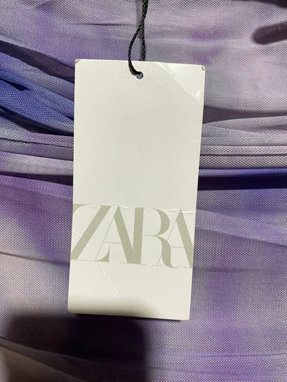 ZARA |M| BUST 14| B44| PURPLE TIE DYE RUCHED MESH MAXI DRESS