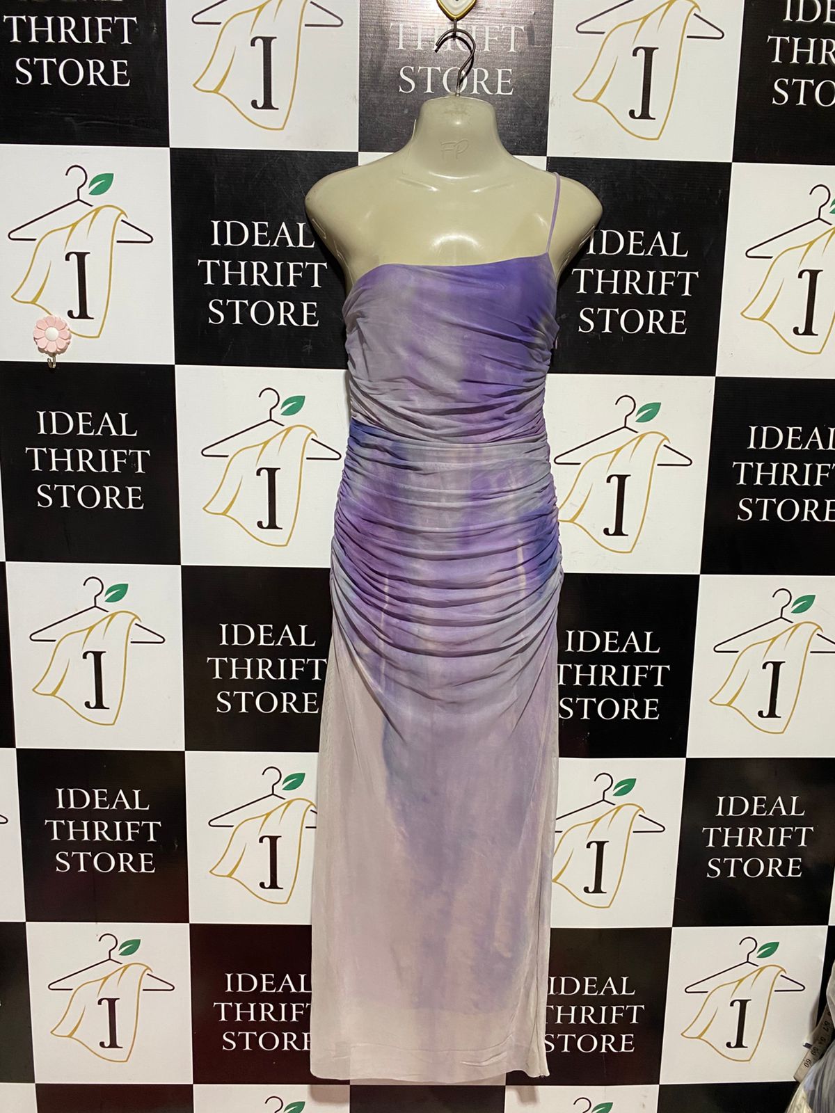 ZARA |M| BUST 14| B44| PURPLE TIE DYE RUCHED MESH MAXI DRESS