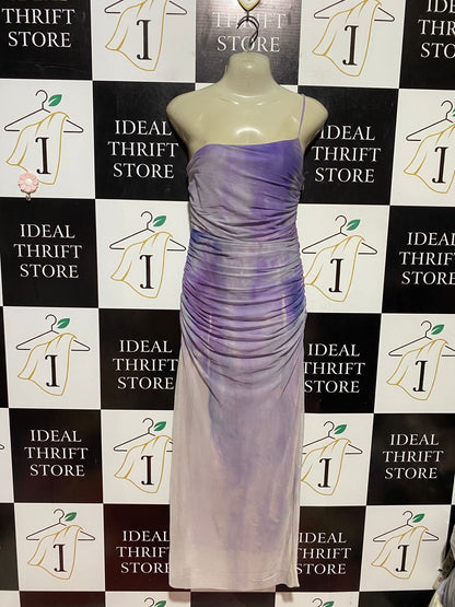 ZARA |M| BUST 14| B44| PURPLE TIE DYE RUCHED MESH MAXI DRESS